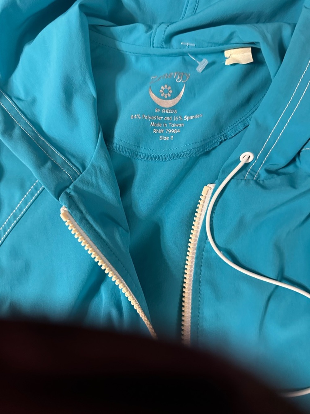 Chico's Teal Cropped Pants and Hooded Jacket Set - Picture 4 of 4